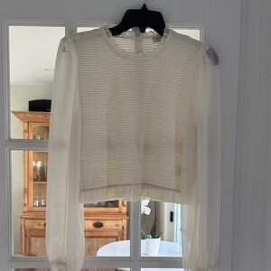 Wilfred Cream Sheer Sleeve Blouse